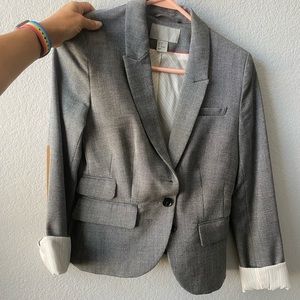 Heather gray H&M blazer with striped interior